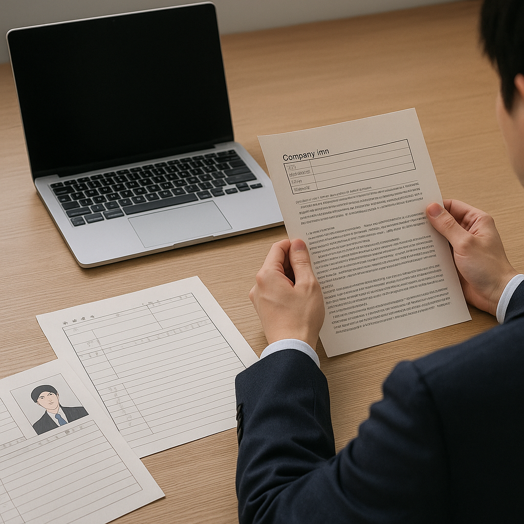 IT転職でブラック企業を避けるために求人票と条件を確認するデスク風景