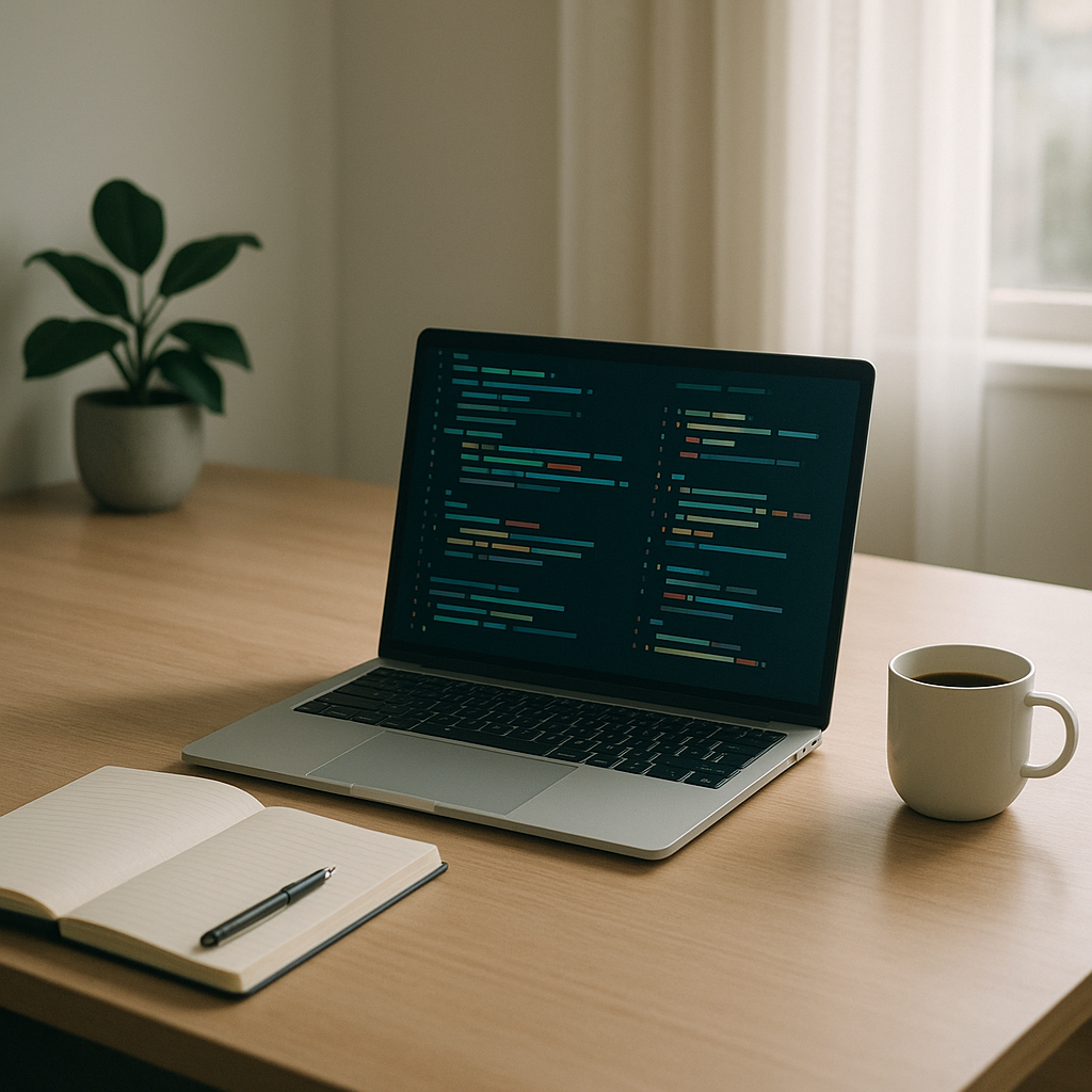 Webエンジニア転職を検討するデスク風景
